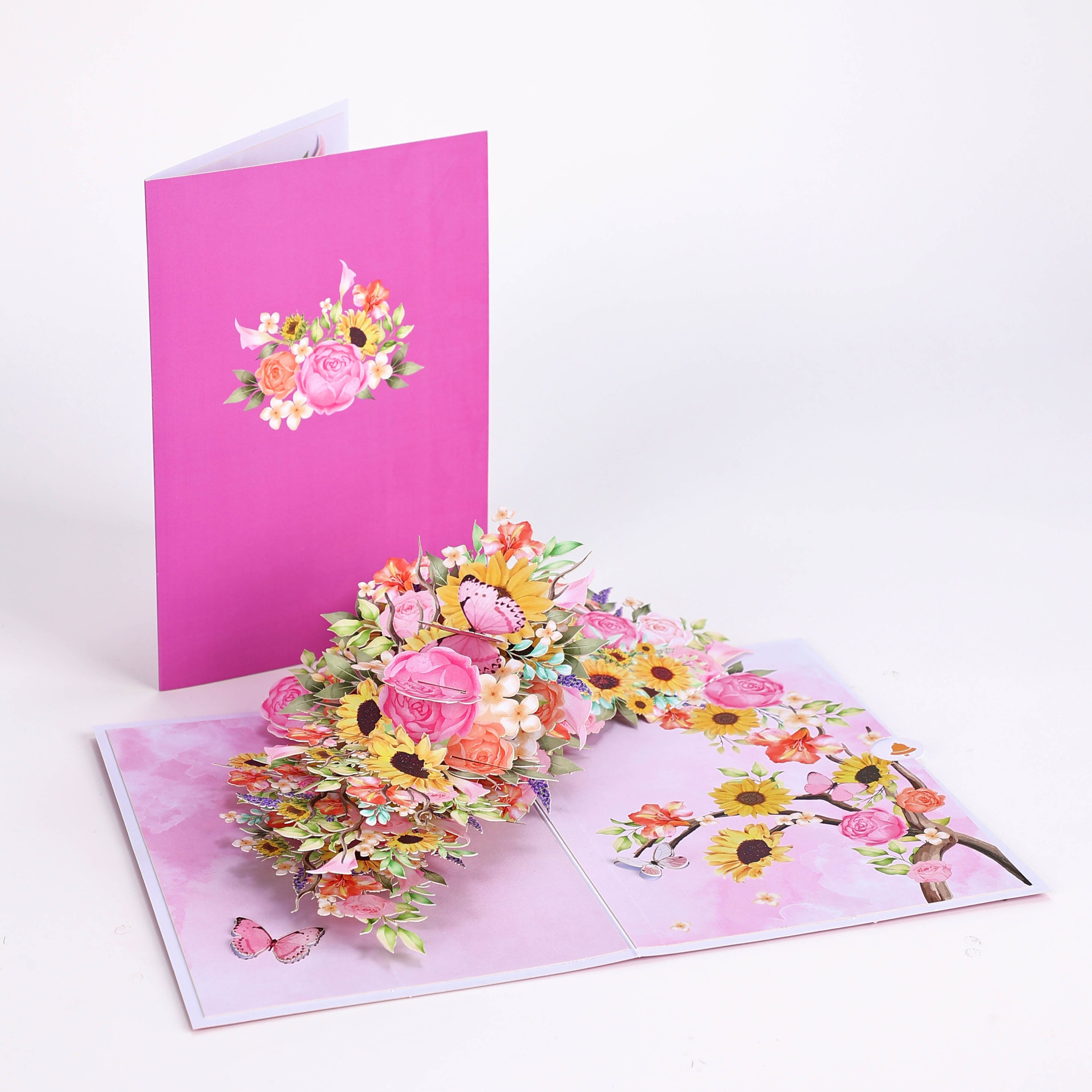 Factory Price 3D Pop-Up Card Sunflower Bouquet Spring Season Greeting Card