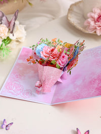 High Quality Colorful Mixed Flower Bouquet 3D Pop-Up Card Competitive Price Greeting Card