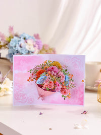 High Quality Colorful Mixed Flower Bouquet 3D Pop-Up Card Competitive Price Greeting Card