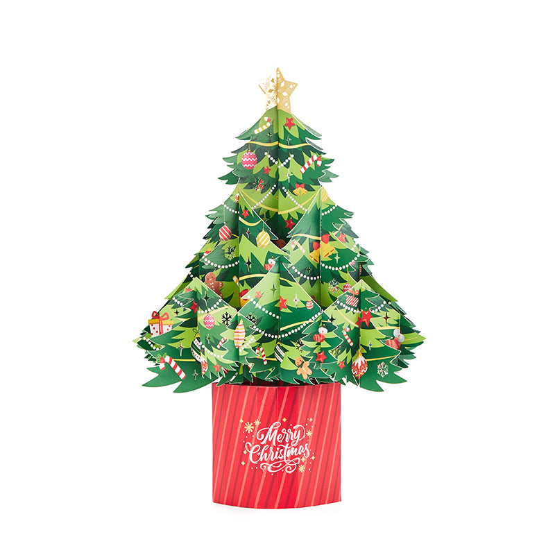 Custom Distributor 3D Pop-up Card Christmas Tree Decorative Pop-up Flower Bouquet Greeting Card