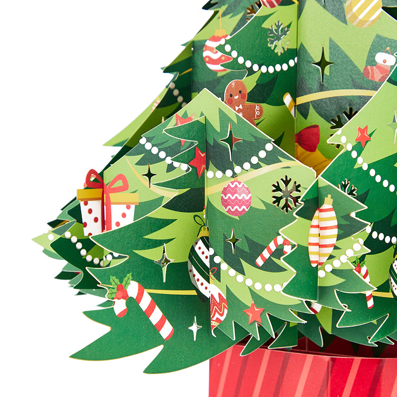 Custom Distributor 3D Pop-up Card Christmas Tree Decorative Pop-up Flower Bouquet Greeting Card