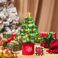 Custom Distributor 3D Pop-up Card Christmas Tree Decorative Pop-up Flower Bouquet Greeting Card