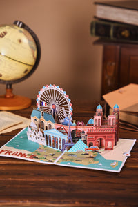 Paris 3D Pop-Up Card – Eiffel Tower & Notre-Dame | Romantic France Landmark Souvenir