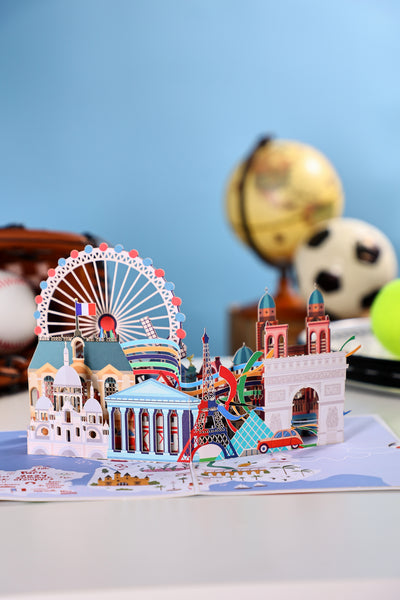 Paris 2024 Olympic 3D Pop-Up Card – Eiffel Tower Stadium & Olympic Landmarks | Limited Edition Souvenir