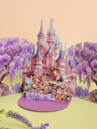 Handmade Cards Manufacturer 3D Pop-Up Fairy Castle Greeting Card Wisteria & Fairies Design
