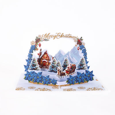 Wholesale 3D Pop-Up Christmas Greeting Card Santa & Winter Scene Bulk Holiday Pop-up Card