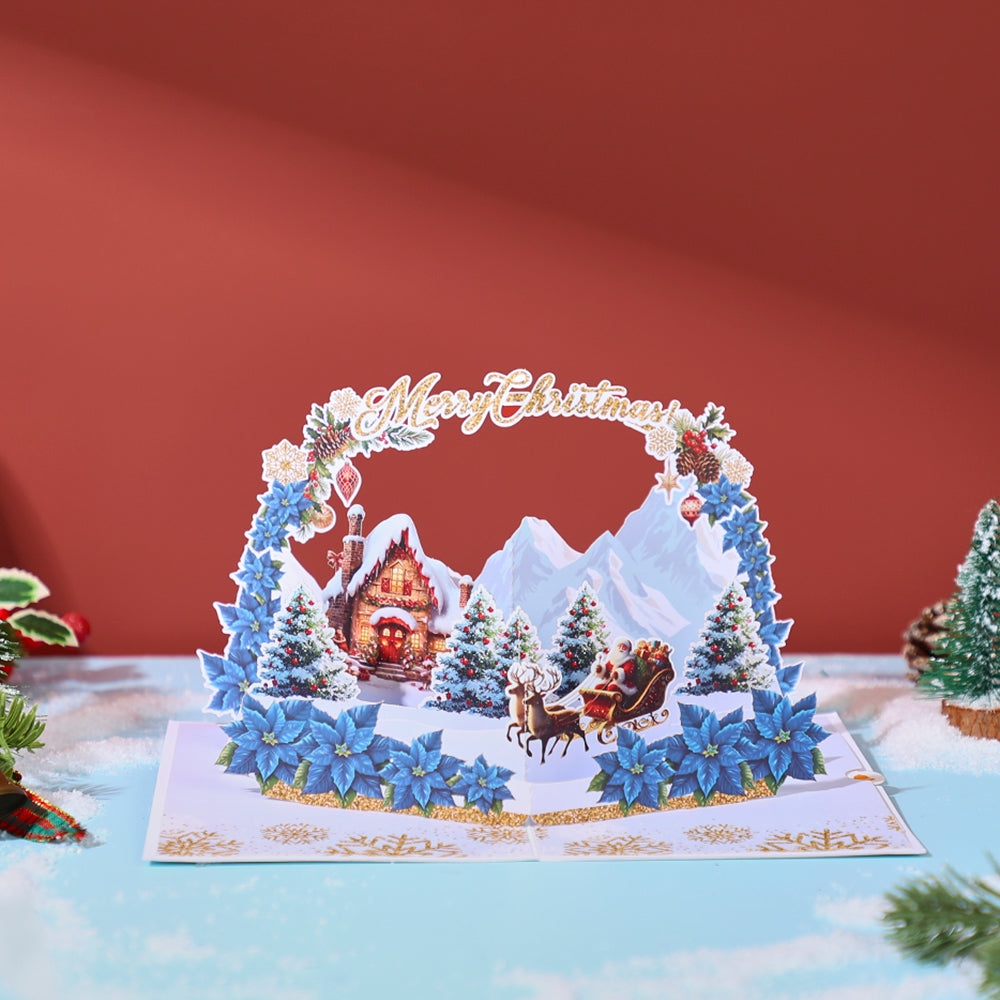 Wholesale 3D Pop-Up Christmas Greeting Card Santa & Winter Scene Bulk Holiday Pop-up Card