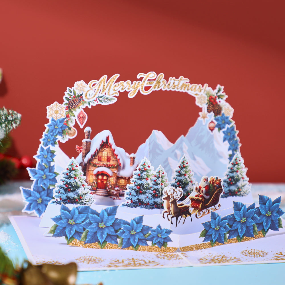 Wholesale 3D Pop-Up Christmas Greeting Card Santa & Winter Scene Bulk Holiday Pop-up Card