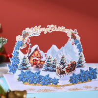 Wholesale 3D Pop-Up Christmas Greeting Card Santa & Winter Scene Bulk Holiday Pop-up Card