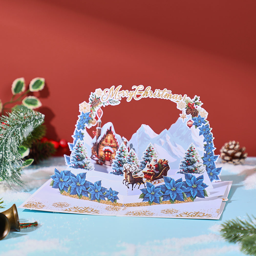 Wholesale 3D Pop-Up Christmas Greeting Card Santa & Winter Scene Bulk Holiday Pop-up Card