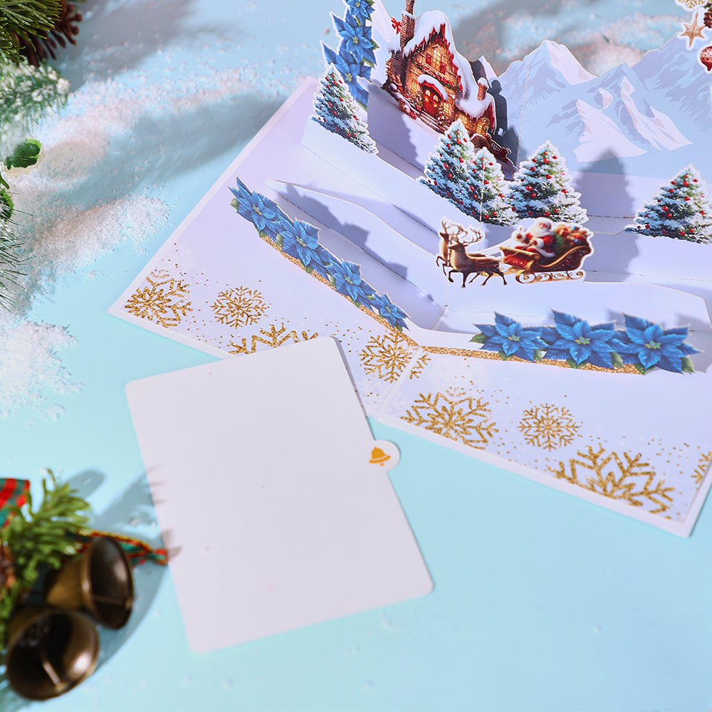 Wholesale 3D Pop-Up Christmas Greeting Card Santa & Winter Scene Bulk Holiday Pop-up Card