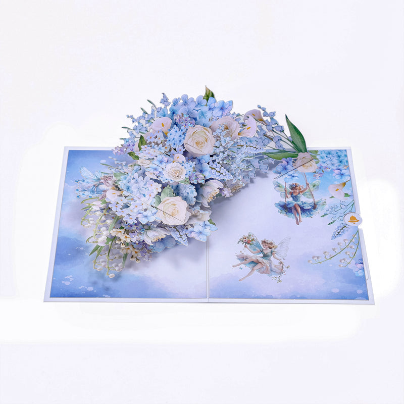 Bulk Order Greeting Card Blue Hydrangea With Fairy Flower Branch 3D Pop-up Card