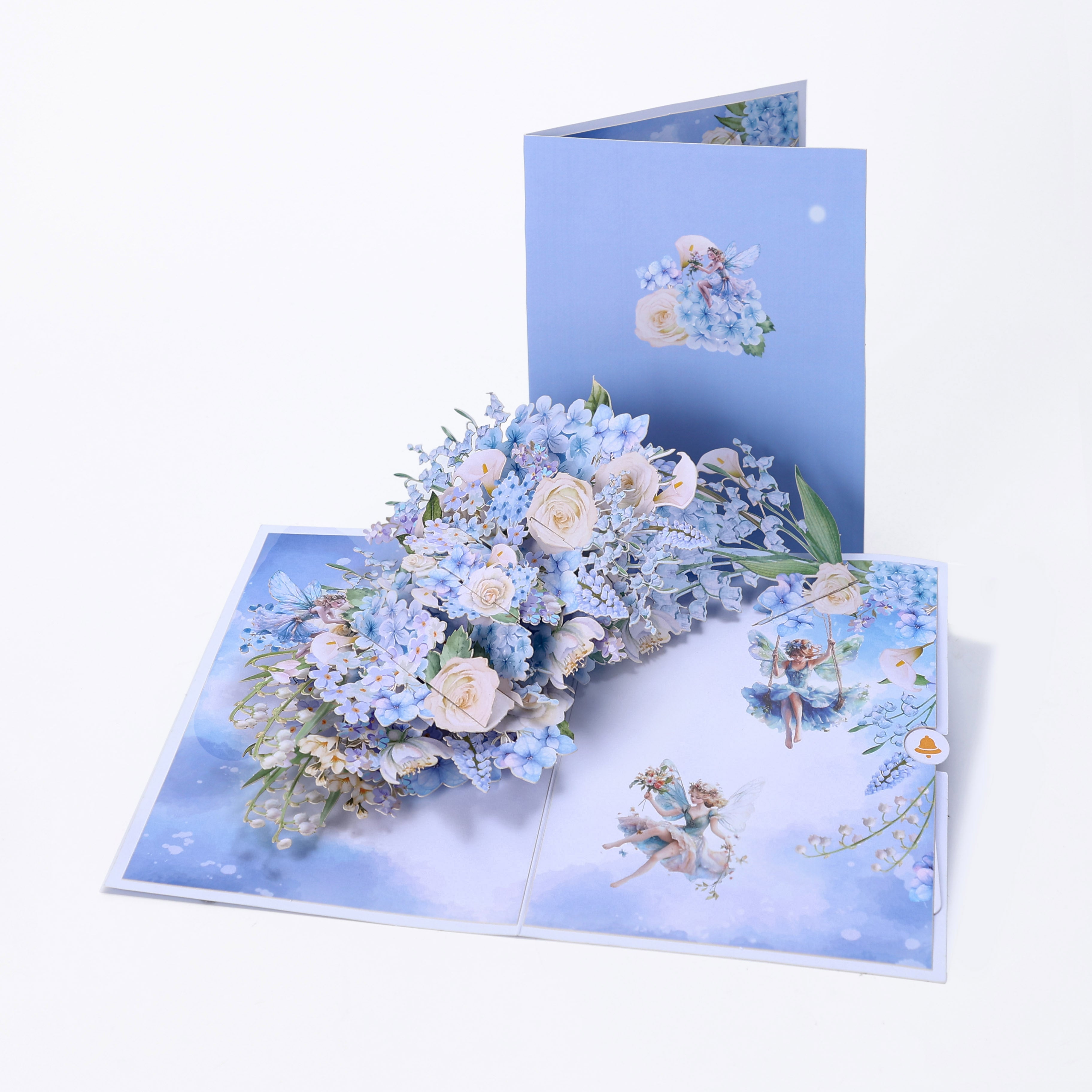 Bulk Order Greeting Card Blue Hydrangea With Fairy Flower Branch 3D Pop-up Card