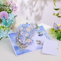 Bulk Order Greeting Card Blue Hydrangea With Fairy Flower Branch 3D Pop-up Card