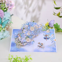 Bulk Order Greeting Card Blue Hydrangea With Fairy Flower Branch 3D Pop-up Card