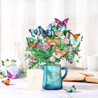 Factory Sale Butterfly Wildflower 3D Pop-Up Flower Bouquet Forever Floral Tabletop Decor Greeting Card