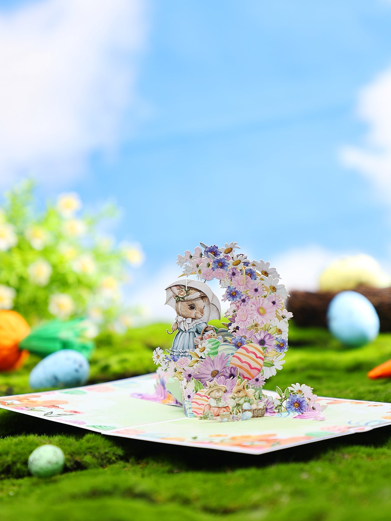 Easter Bunny Crescent 3D Pop Up Card