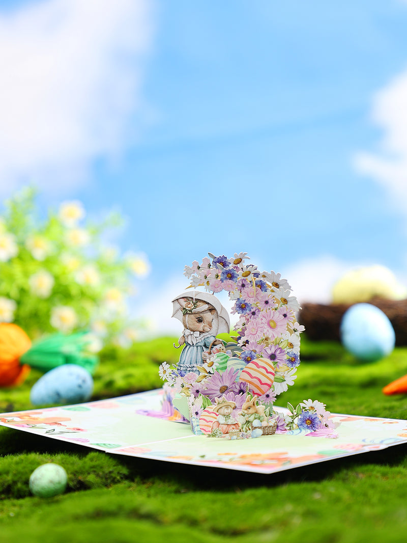 Easter Bunny Crescent 3D Pop Up Card