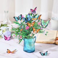 Factory Sale Butterfly Wildflower 3D Pop-Up Flower Bouquet Forever Floral Tabletop Decor Greeting Card