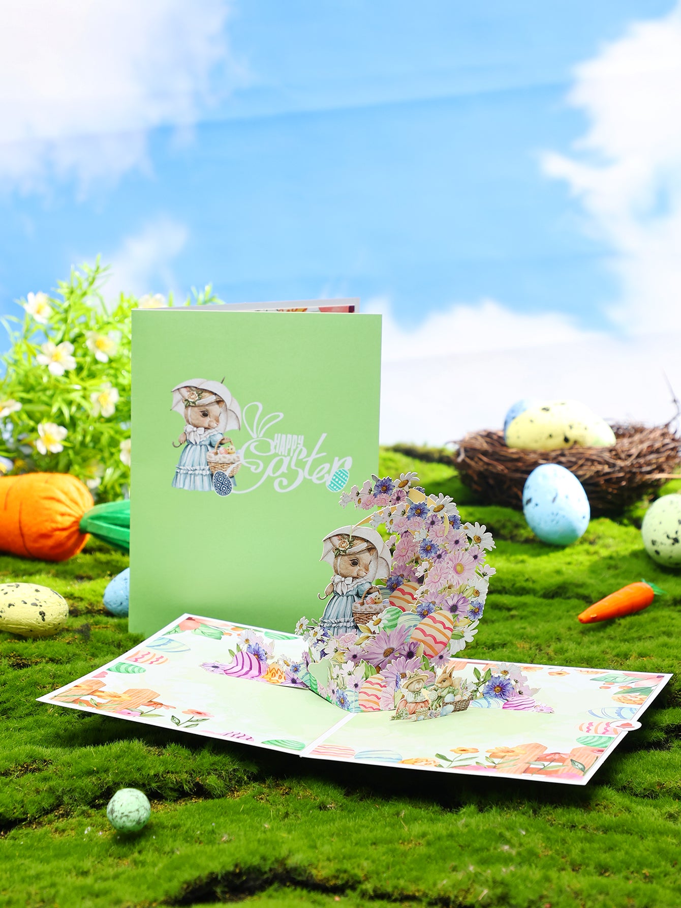 Easter Bunny Crescent 3D Pop Up Card
