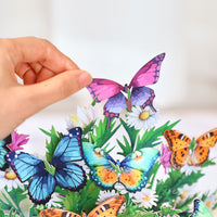 Factory Sale Butterfly Wildflower 3D Pop-Up Flower Bouquet Forever Floral Tabletop Decor Greeting Card