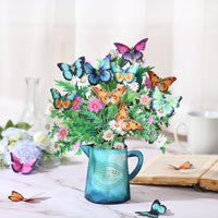Factory Sale Butterfly Wildflower 3D Pop-Up Flower Bouquet Forever Floral Tabletop Decor Greeting Card