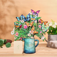 Factory Sale Butterfly Wildflower 3D Pop-Up Flower Bouquet Forever Floral Tabletop Decor Greeting Card