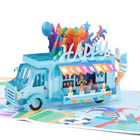 Men's Version Ice Cream Truck Birthday Pop Up Card
