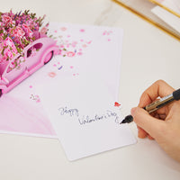 Large Scale Sale 3D Pop-Up Greeting Card With Pink Flowers Car Design Handmade Card