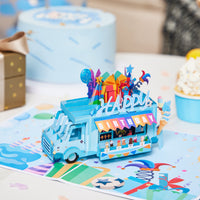 Men's Version Ice Cream Truck Birthday Pop Up Card