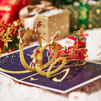 Factory Bulk Price 3D Pop-Up Card Santa Sleigh Greeting Card Festive Christmas Corporate Gift Card