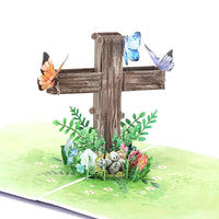 Distributor Wholesale Easter Cross 3D Pop-Up Card With Religious Spring & Butterfly Design