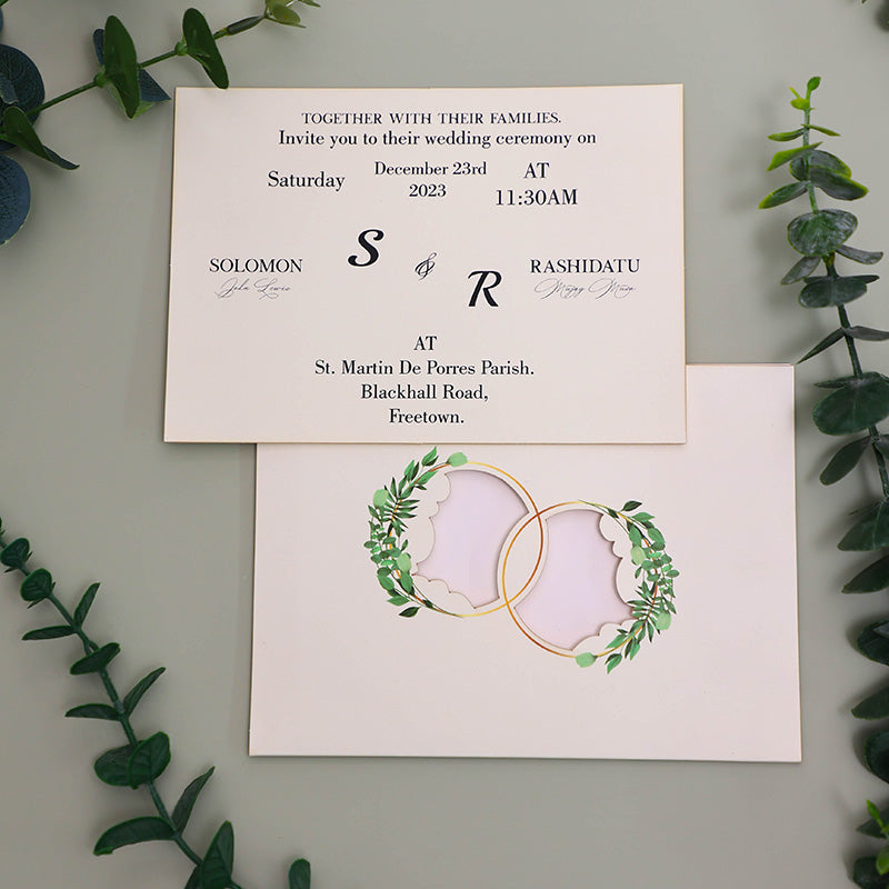 Elegant Laser Cut Wedding Invitation Card with Envelope, Customizable for Ceremony, Custom design wedding invitation card,