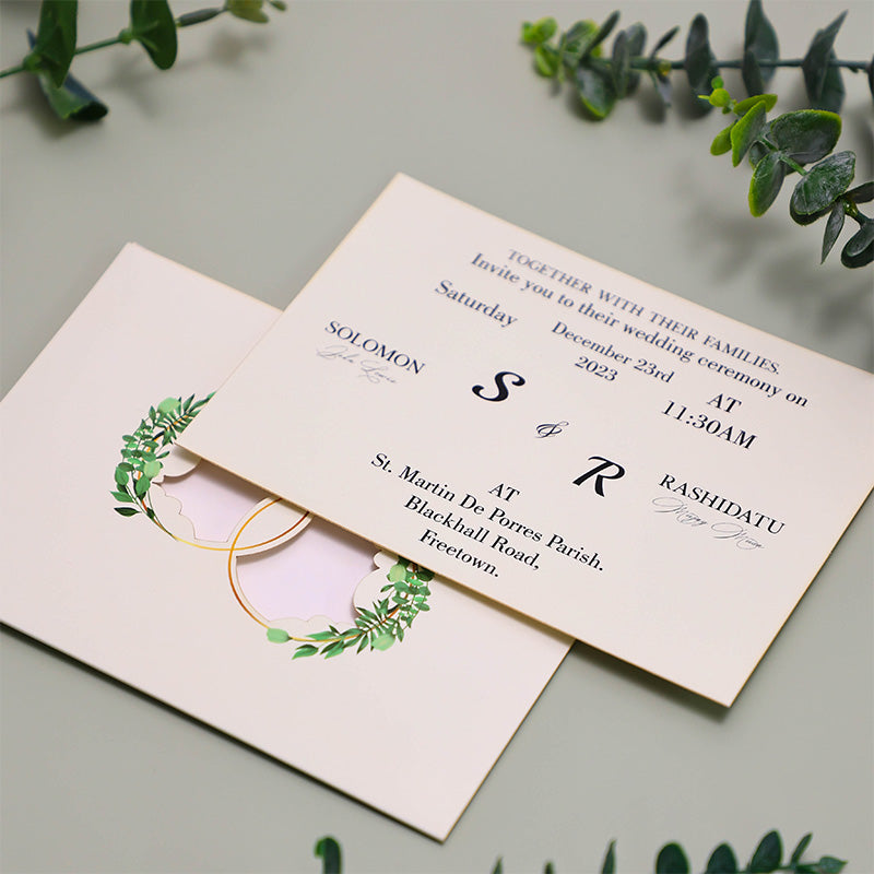 Elegant Laser Cut Wedding Invitation Card with Envelope, Customizable for Ceremony, Custom design wedding invitation card,