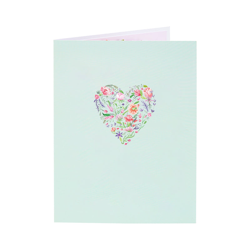 Low MOQ Heart Floral Wreath 3D Pop-Up Card with Hummingbirds Romantic Gift for Love & Wedding