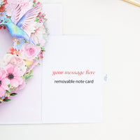 Low MOQ Heart Floral Wreath 3D Pop-Up Card with Hummingbirds Romantic Gift for Love & Wedding