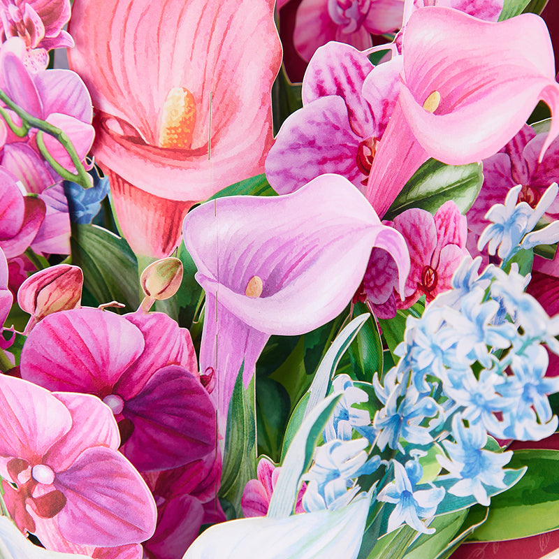 Wholesale Competitive Price Orchid 3D Pop-up Card Life-sized Pop-up Flower Bouquet