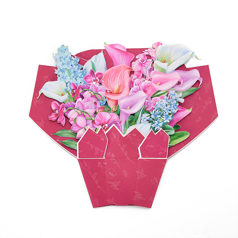 Wholesale Competitive Price Orchid 3D Pop-up Card Life-sized Pop-up Flower Bouquet