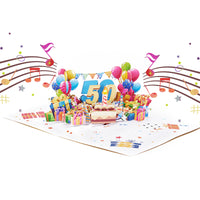 50th Birthday Light & Music 3D Pop Up Card