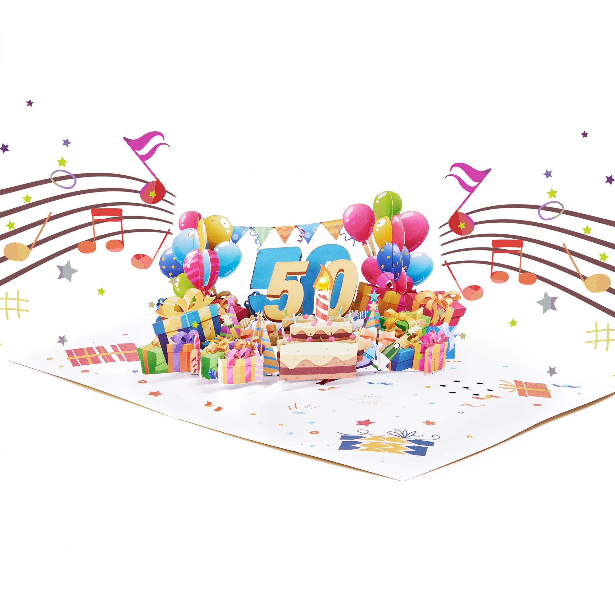 50th Birthday Light & Music 3D Pop Up Card