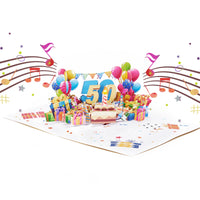 50th Birthday Light & Music 3D Pop Up Card
