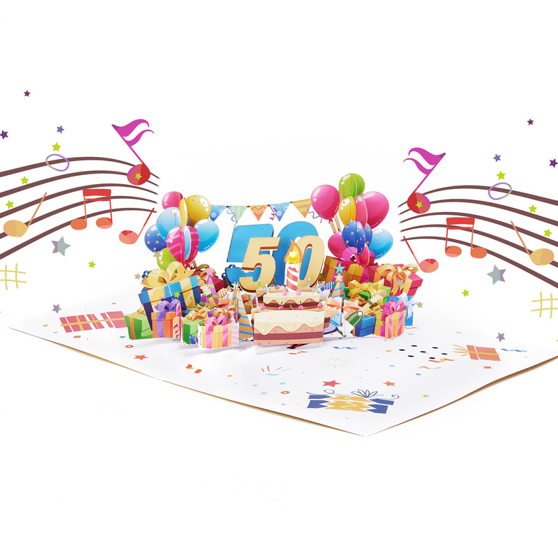 50th Birthday Light & Music 3D Pop Up Card