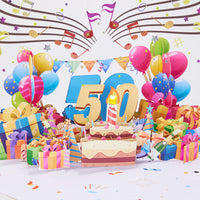 50th Birthday Light & Music 3D Pop Up Card