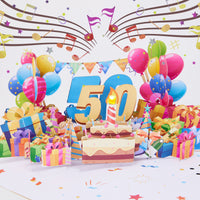 50th Birthday Light & Music 3D Pop Up Card