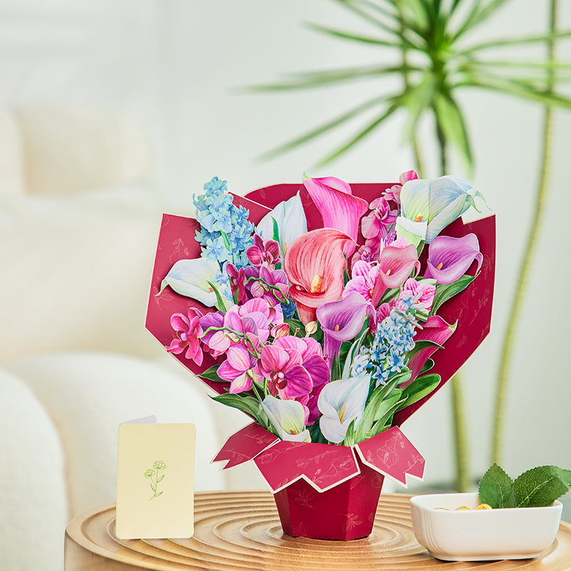 Wholesale Competitive Price Orchid 3D Pop-up Card Life-sized Pop-up Flower Bouquet