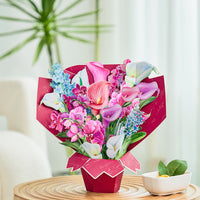 Wholesale Competitive Price Orchid 3D Pop-up Card Life-sized Pop-up Flower Bouquet