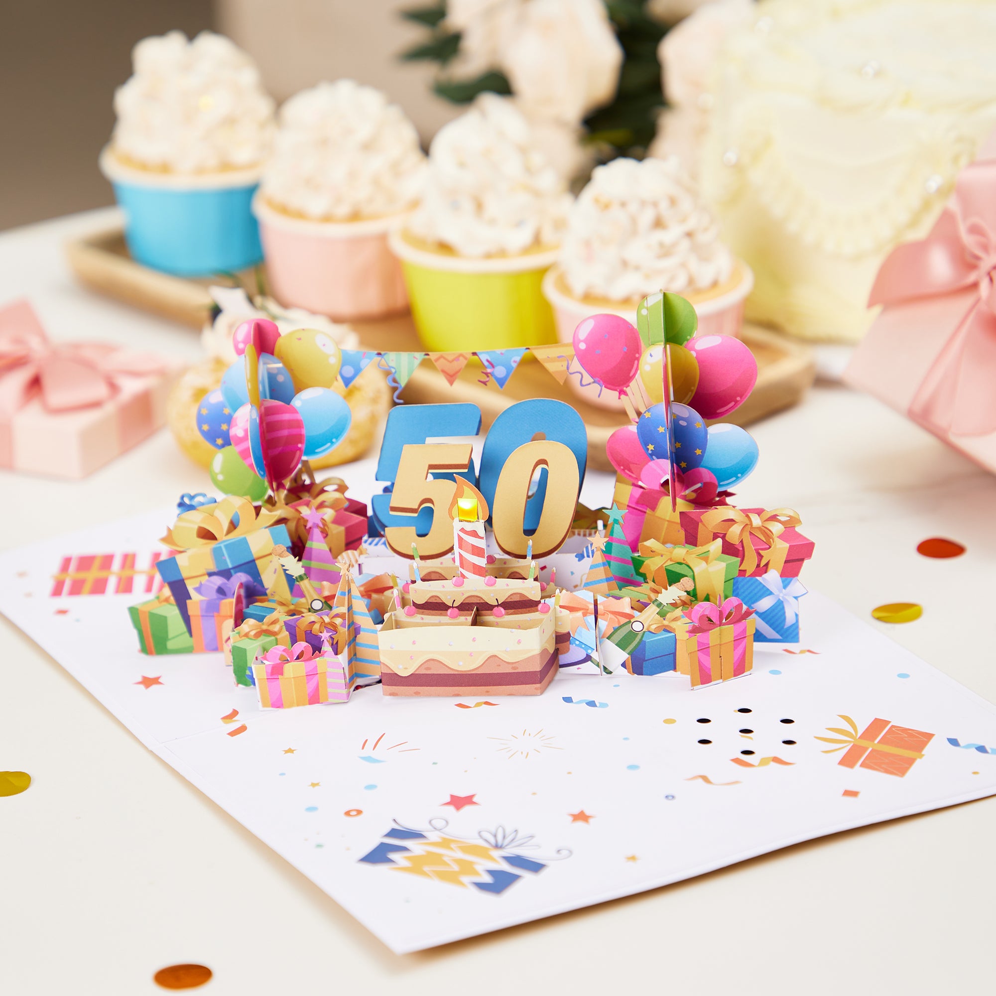 50th Birthday Light & Music 3D Pop Up Card