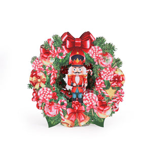 Professional Manufacturer Nutcracker Christmas Wreath 3D Pop-Up Card Festive Desk Decor