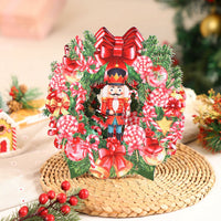Professional Manufacturer Nutcracker Christmas Wreath 3D Pop-Up Card Festive Desk Decor