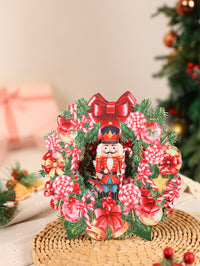 Professional Manufacturer Nutcracker Christmas Wreath 3D Pop-Up Card Festive Desk Decor